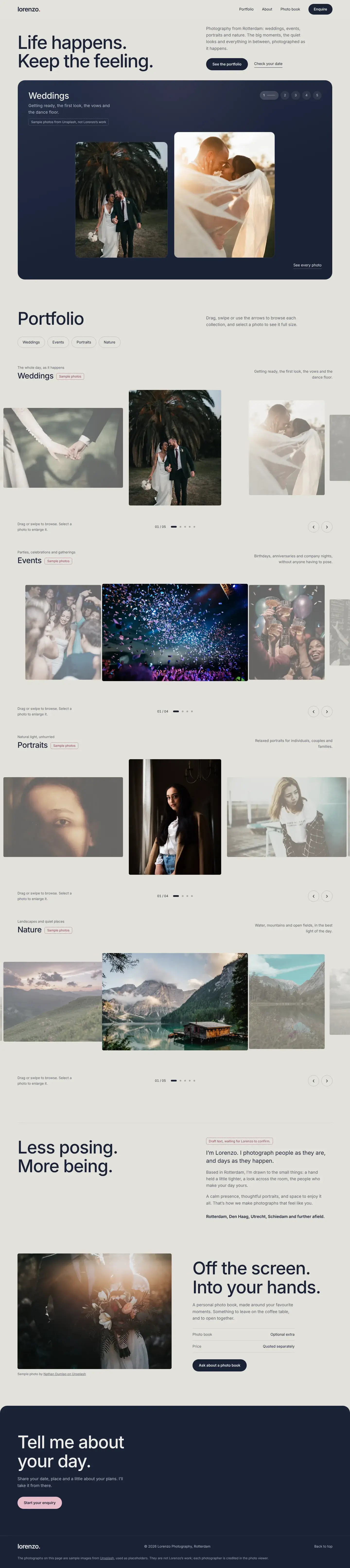 Lorenzo website, full page