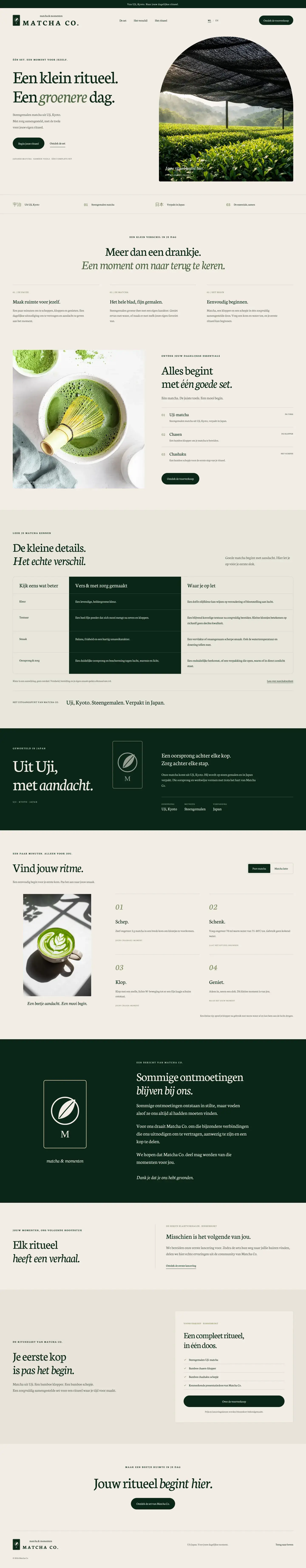 Matcha Co. website, full page